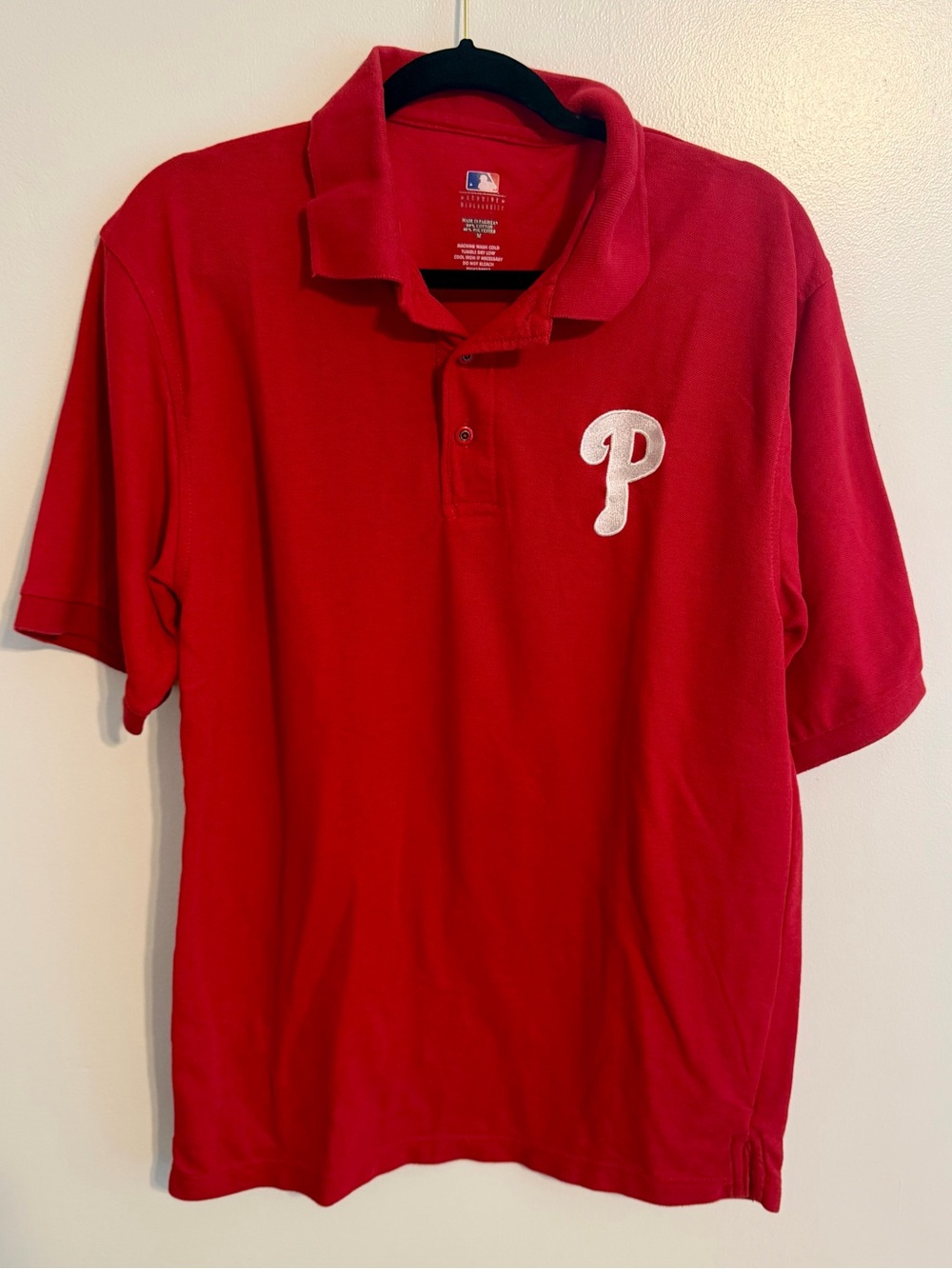 MLB licensed apparel Men's Red Polo Patch embroidery Philadelphia Phillies shirt